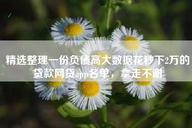 精选整理一份负债高大数据花秒下2万的贷款网贷app名单，拿走不谢