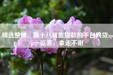 精选整理，满十八就能贷款的平台网贷app一览表，拿走不谢