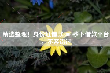 精选整理！身份证借款3000秒下借款平台，不容错过