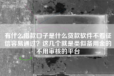 有什么借款口子是什么贷款软件不看征信容易通过？这几个就是类似备用金的不用审核的平台