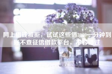 网上借钱被拒，试试这些借3000一分钟到账不查征信借款平台，不容错过
