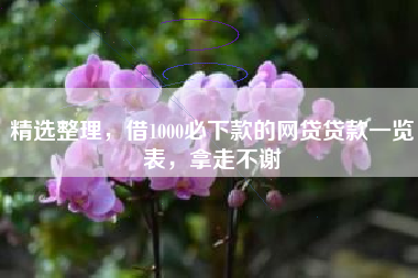 精选整理，借1000必下款的网贷贷款一览表，拿走不谢