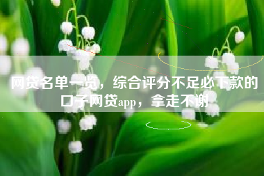 网贷名单一览，综合评分不足必下款的口子网贷app，拿走不谢