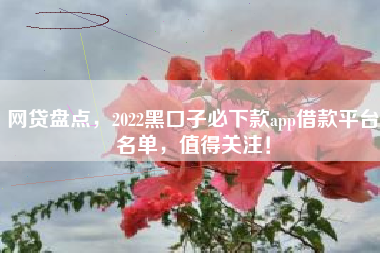 网贷盘点，2022黑口子必下款app借款平台名单，值得关注！
