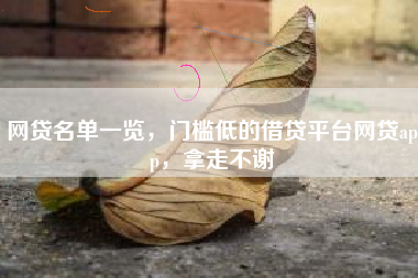 网贷名单一览，门槛低的借贷平台网贷app，拿走不谢