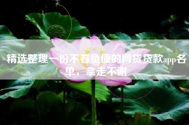 精选整理一份不看负债的网贷贷款app名单，拿走不谢