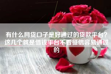 有什么网贷口子是好通过的贷款平台？这几个就是借钱平台不看征信容易通过的