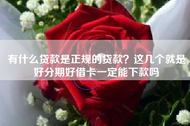 有什么贷款是正规的贷款？这几个就是好分期好借卡一定能下款吗
