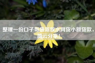 整理一份口子哥最新放水网贷小额贷款，简云分享！
