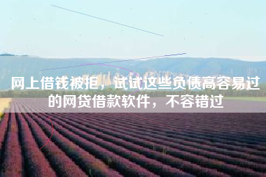 网上借钱被拒，试试这些负债高容易过的网贷借款软件，不容错过