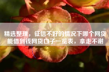 精选整理，征信不好的情况下哪个网贷能借到钱网贷口子一览表，拿走不谢
