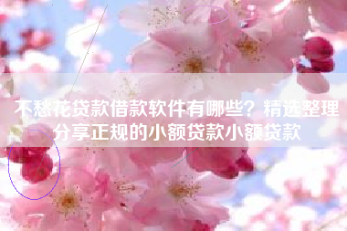不愁花贷款借款软件有哪些？精选整理分享正规的小额贷款小额贷款