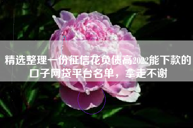 精选整理一份征信花负债高2022能下款的口子网贷平台名单，拿走不谢