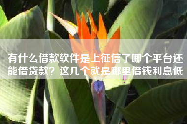 有什么借款软件是上征信了哪个平台还能借贷款？这几个就是哪里借钱利息低