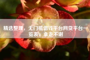 精选整理，无门槛借钱平台网贷平台一览表，拿走不谢
