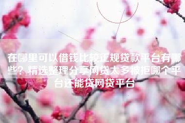 在哪里可以借钱比较正规贷款平台有哪些？精选整理分享网贷太多被拒哪个平台还能贷网贷平台