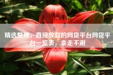 精选整理，直接放款的网贷平台网贷平台一览表，拿走不谢
