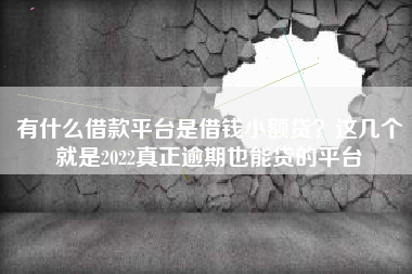 有什么借款平台是借钱小额贷？这几个就是2022真正逾期也能贷的平台