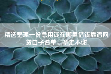 精选整理一份急用钱在哪里借钱靠谱网贷口子名单，拿走不谢