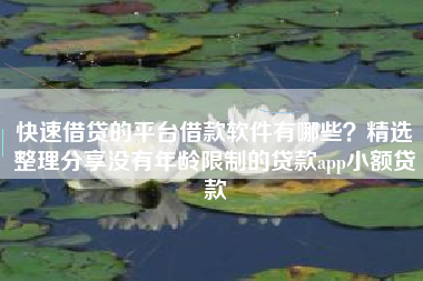 快速借贷的平台借款软件有哪些？精选整理分享没有年龄限制的贷款app小额贷款