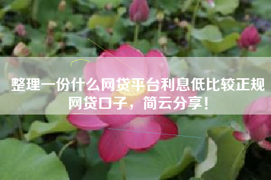 整理一份什么网贷平台利息低比较正规网贷口子，简云分享！