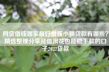 网贷借钱哪家最好借钱小额贷款有哪些？精选整理分享征信很花也能稳下款的口子2022贷款