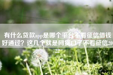 有什么贷款app是哪个平台不看征信借钱好通过？这几个就是网贷口子不看征信2022