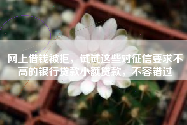 网上借钱被拒，试试这些对征信要求不高的银行贷款小额贷款，不容错过