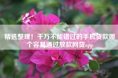 精选整理！千万不能错过的手机贷款哪个容易通过放款网贷app