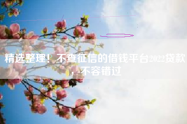 精选整理！不查征信的借钱平台2022贷款，不容错过