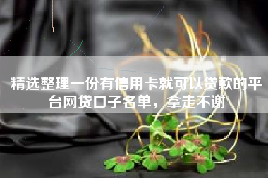 精选整理一份有信用卡就可以贷款的平台网贷口子名单，拿走不谢