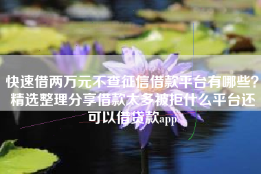 快速借两万元不查征信借款平台有哪些？精选整理分享借款太多被拒什么平台还可以借贷款app
