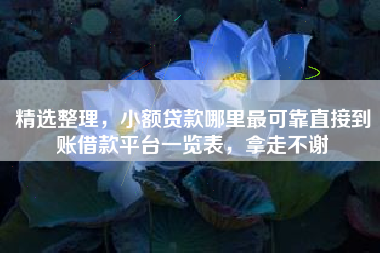 精选整理，小额贷款哪里最可靠直接到账借款平台一览表，拿走不谢