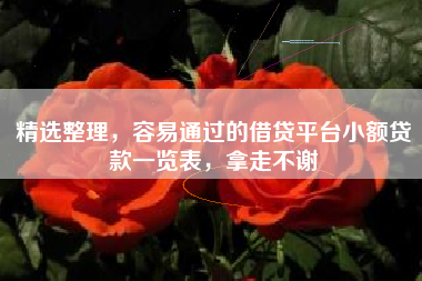 精选整理，容易通过的借贷平台小额贷款一览表，拿走不谢