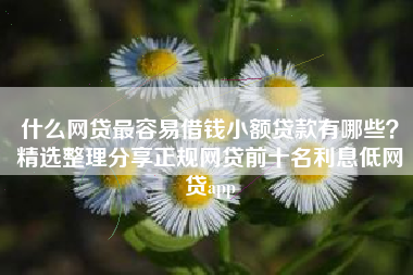 什么网贷最容易借钱小额贷款有哪些？精选整理分享正规网贷前十名利息低网贷app