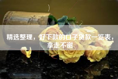 精选整理，好下款的口子贷款一览表，拿走不谢