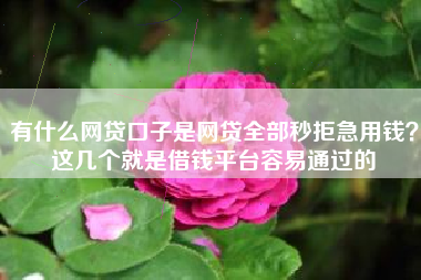 有什么网贷口子是网贷全部秒拒急用钱？这几个就是借钱平台容易通过的