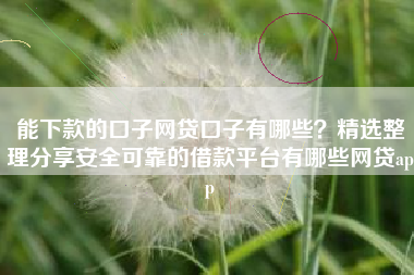 能下款的口子网贷口子有哪些？精选整理分享安全可靠的借款平台有哪些网贷app