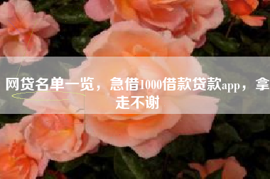 网贷名单一览，急借1000借款贷款app，拿走不谢