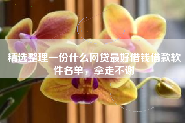精选整理一份什么网贷最好借钱借款软件名单，拿走不谢
