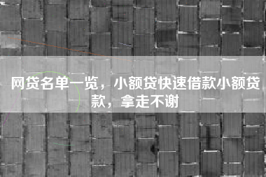 网贷名单一览，小额贷快速借款小额贷款，拿走不谢