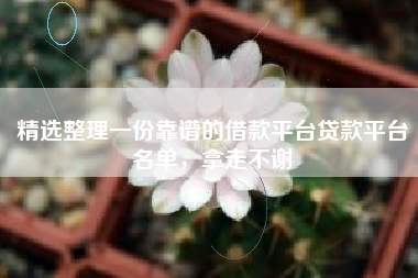 精选整理一份靠谱的借款平台贷款平台名单，拿走不谢