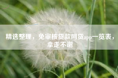 精选整理，免审核贷款网贷app一览表，拿走不谢
