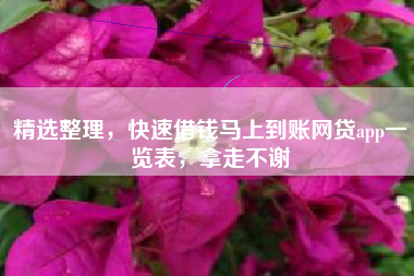 精选整理，快速借钱马上到账网贷app一览表，拿走不谢
