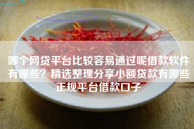 哪个网贷平台比较容易通过呢借款软件有哪些？精选整理分享小额贷款有哪些正规平台借款口子