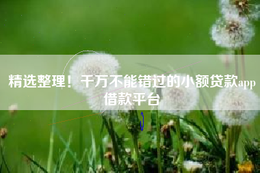 精选整理！千万不能错过的小额贷款app借款平台