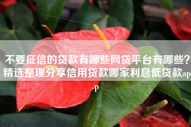 不要征信的贷款有哪些网贷平台有哪些？精选整理分享信用贷款哪家利息低贷款app