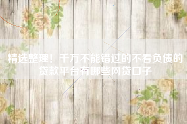 精选整理！千万不能错过的不看负债的贷款平台有哪些网贷口子