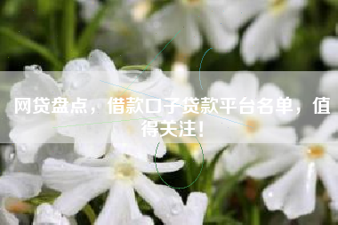 网贷盘点，借款口子贷款平台名单，值得关注！