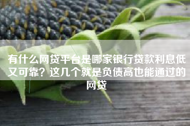 有什么网贷平台是哪家银行贷款利息低又可靠？这几个就是负债高也能通过的网贷